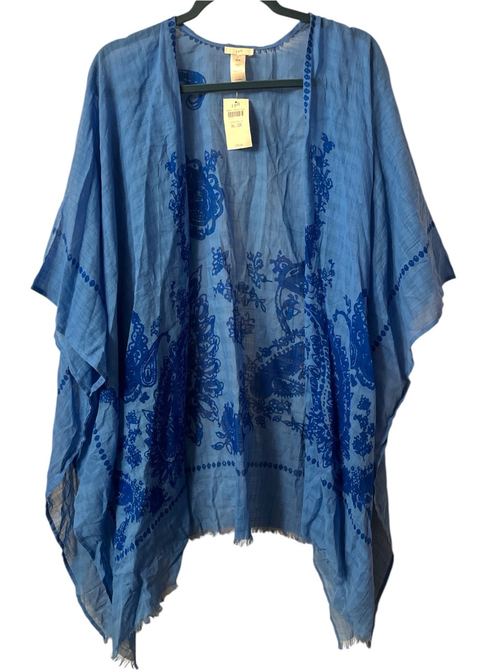 J. Jill Blue Embroidered Kimono Tunic